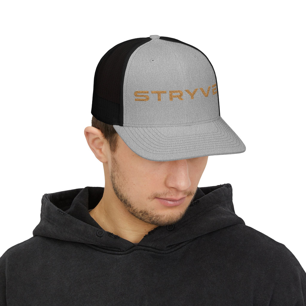 Stryve Gold Logo Snapback Trucker Cap