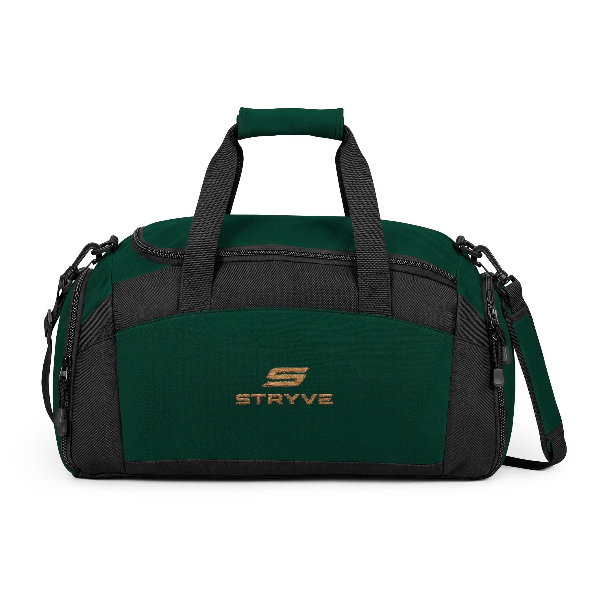 Strive Logo Gym Bag — Durable Black Workout Duffle with Shoulder Strap