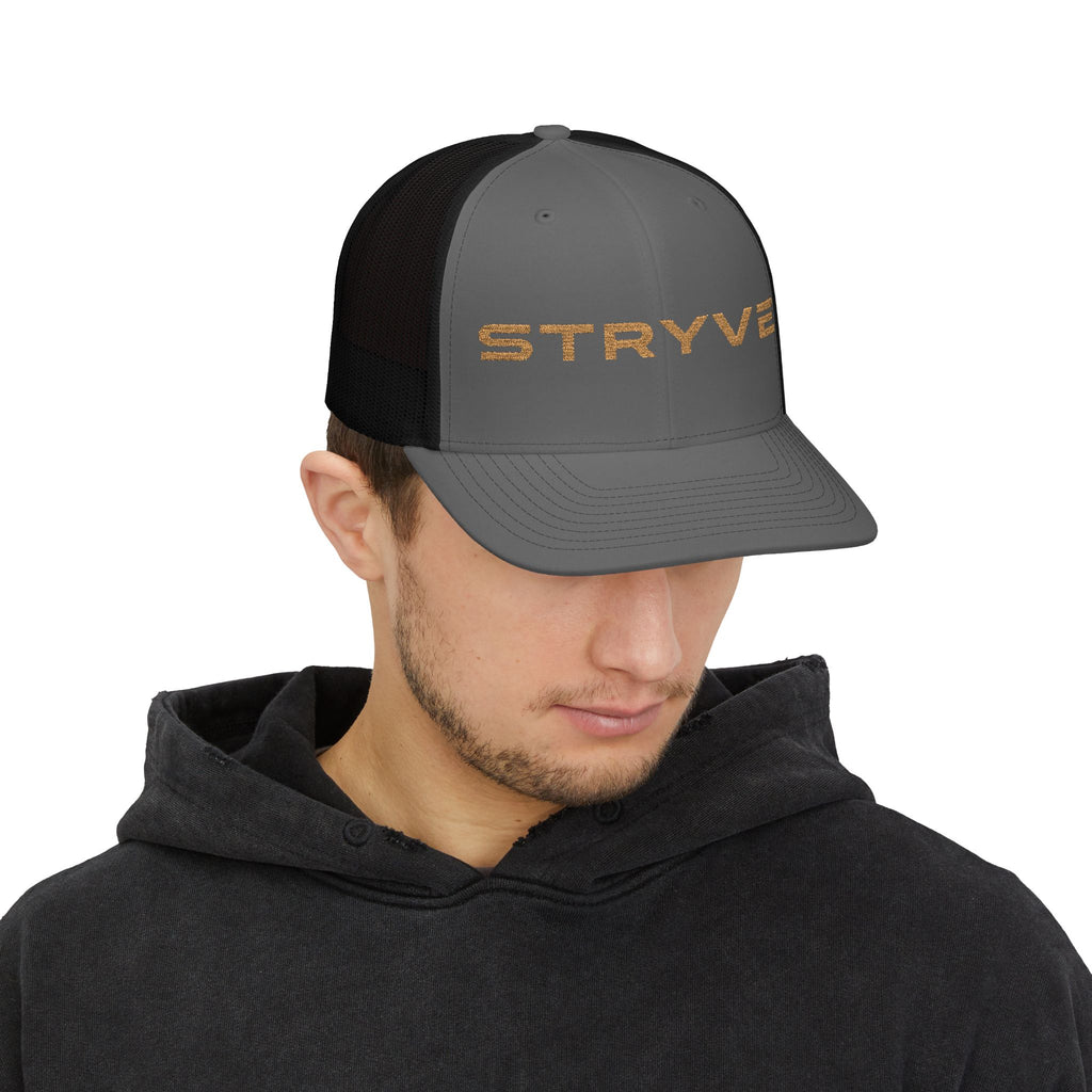 Stryve Gold Logo Snapback Trucker Cap