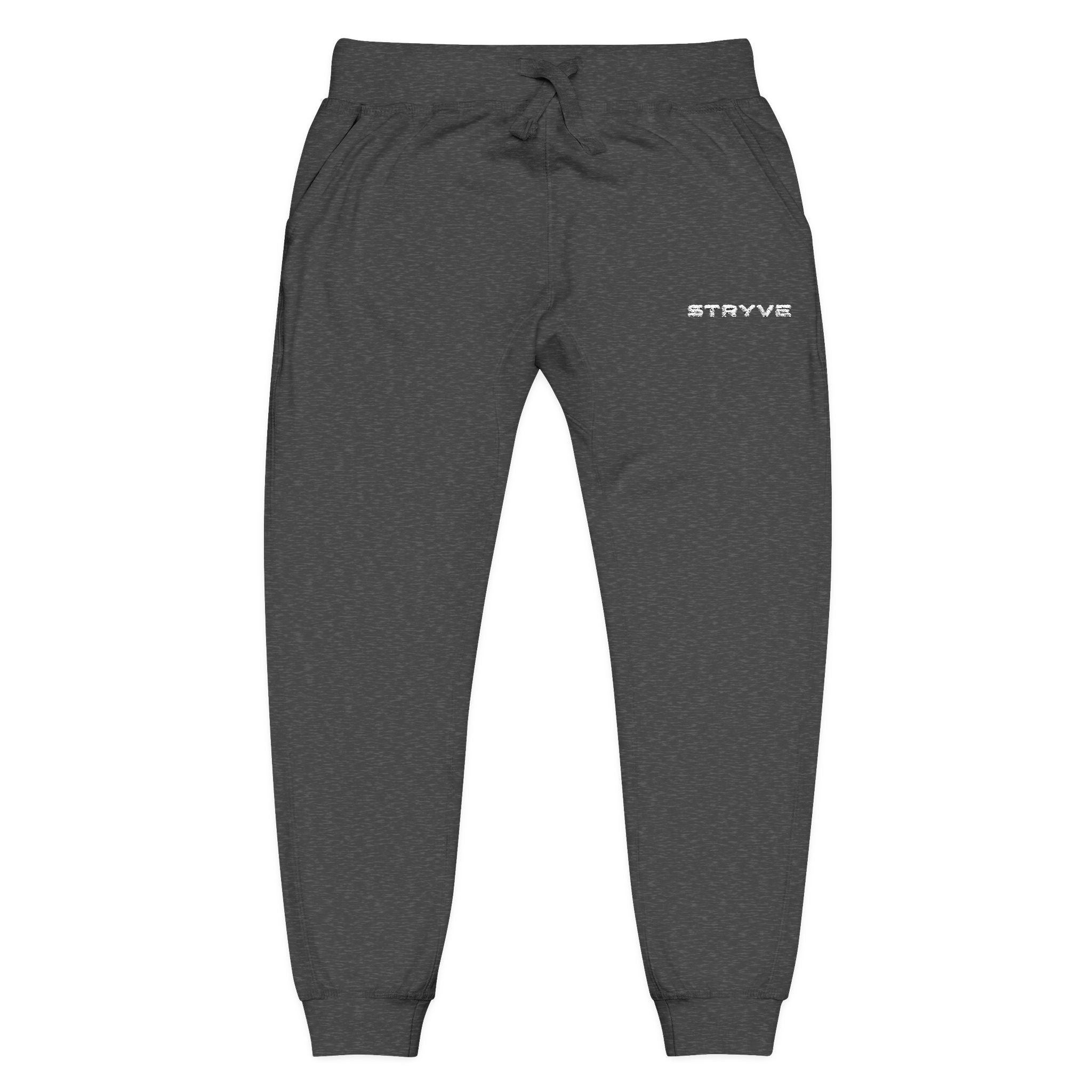 Embroidered Fleece Sweatpants — Minimal White Cozy Joggers