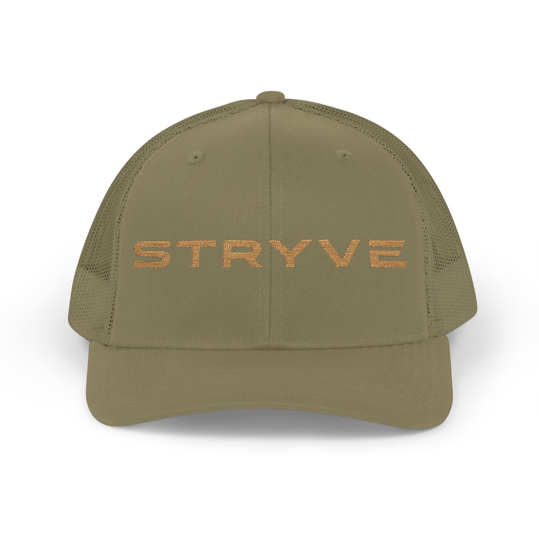 Stryve Gold Logo Snapback Trucker Cap