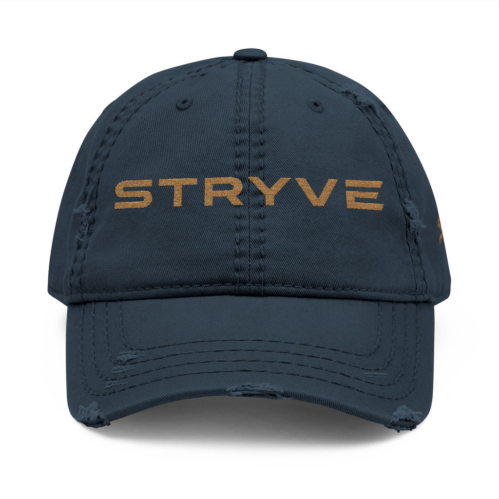 Distressed Embroidered 'STRYVE' Dad Hat — Vintage Washed Baseball Cap
