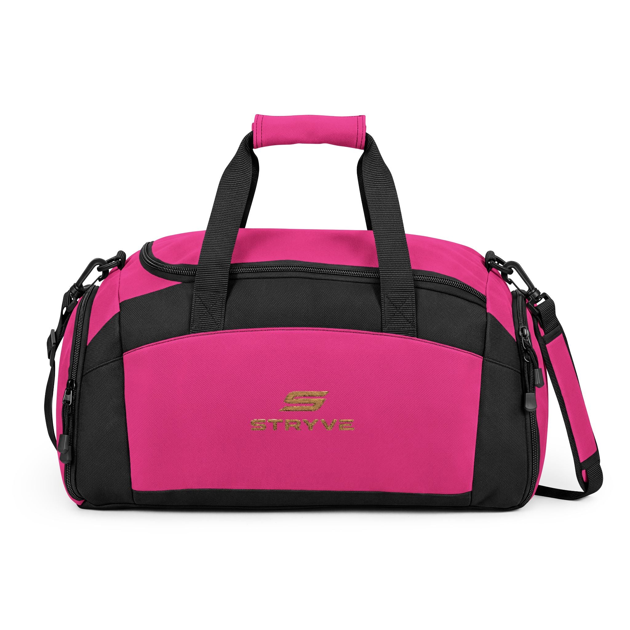 Strive Logo Gym Bag — Durable Black Workout Duffle with Shoulder Strap