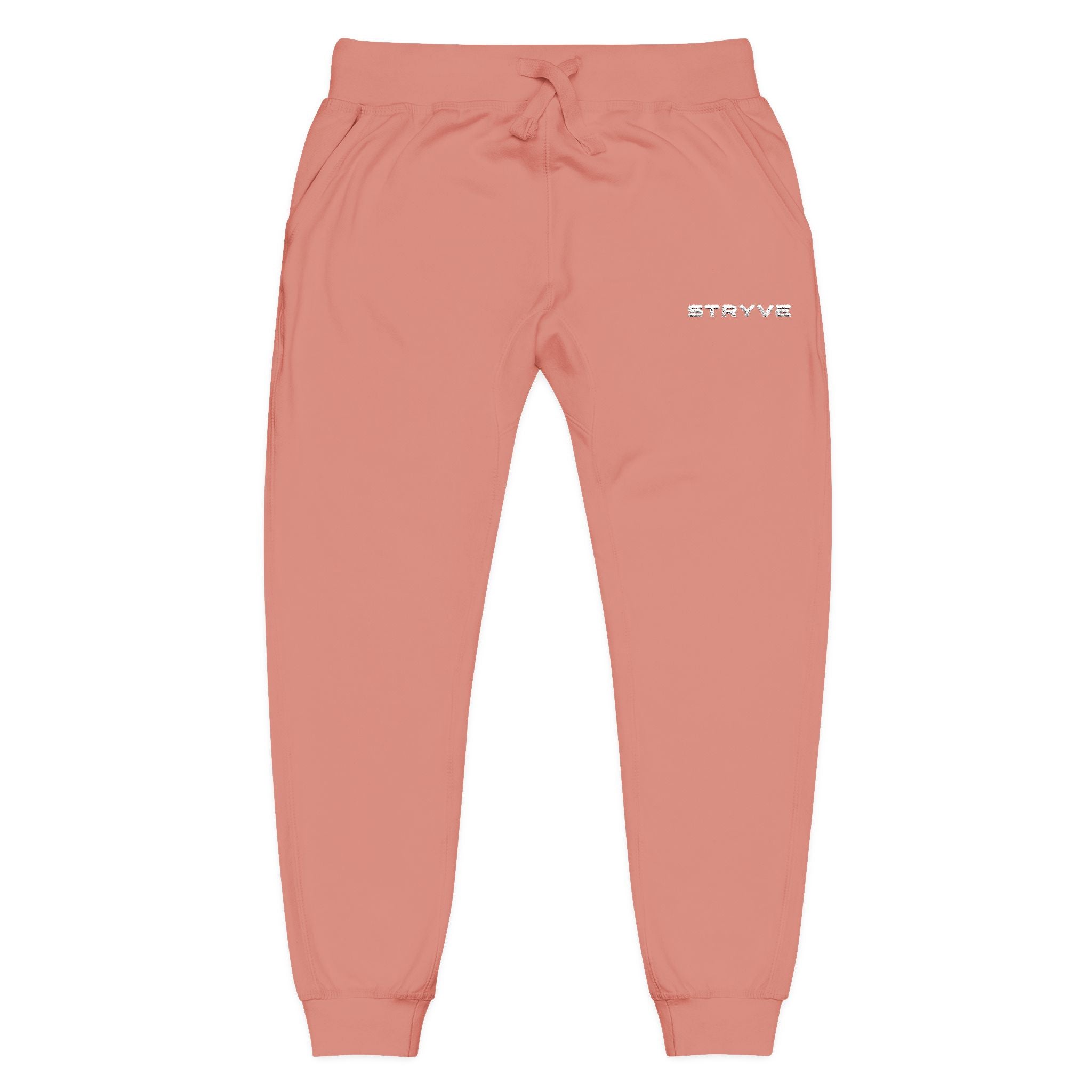 Embroidered Fleece Sweatpants — Minimal White Cozy Joggers