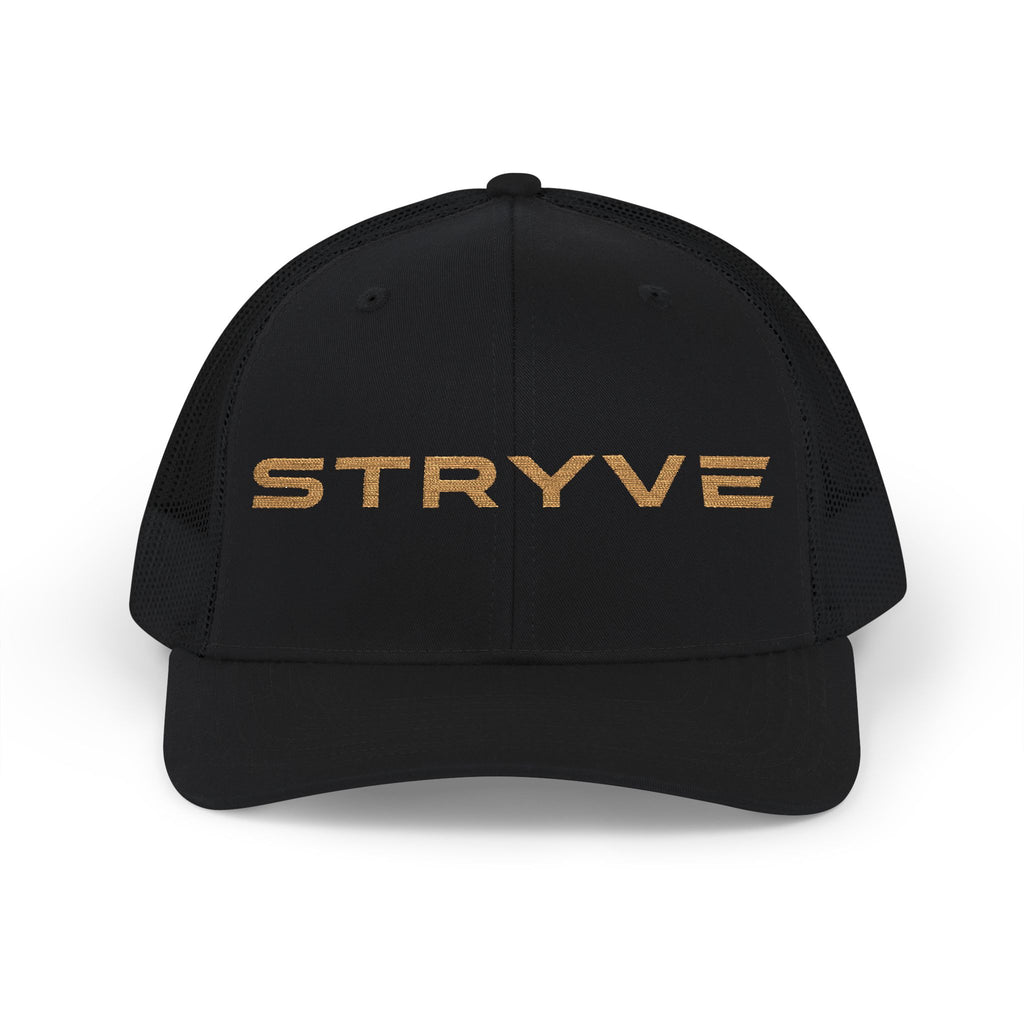 Stryve Gold Logo Snapback Trucker Cap