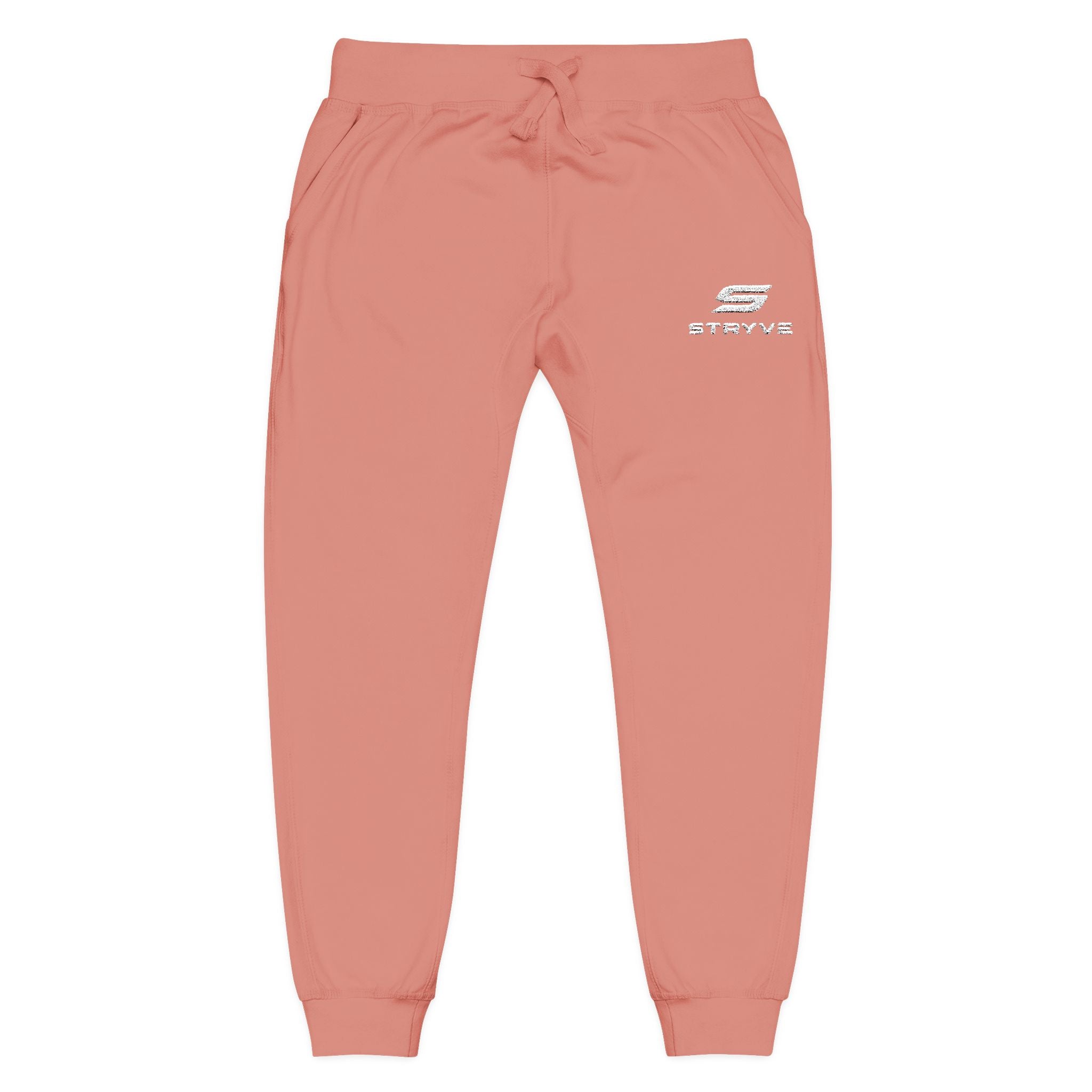 Embroidered Fleece Sweatpants — Minimal White Cozy Joggers