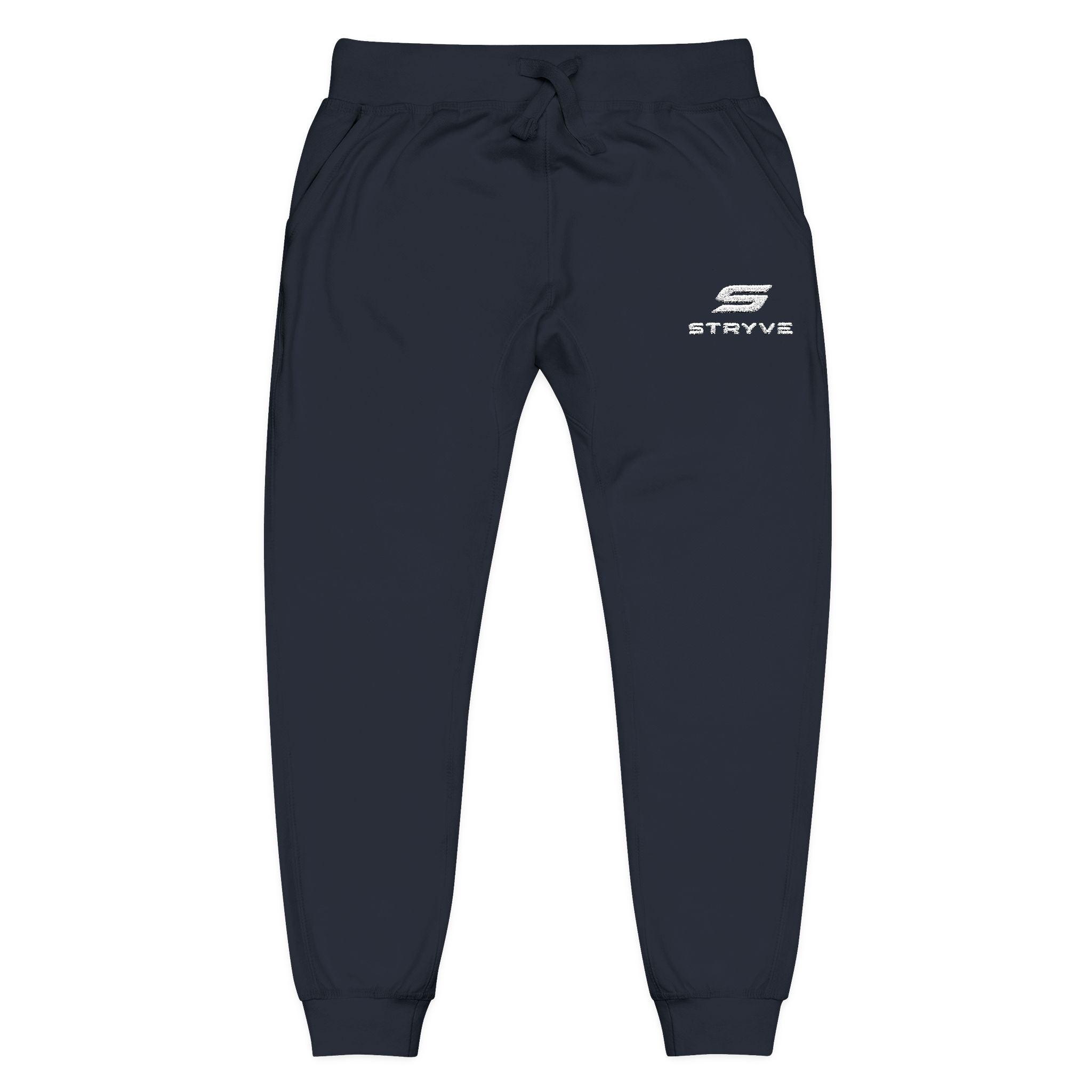 Embroidered Fleece Sweatpants — Minimal White Cozy Joggers