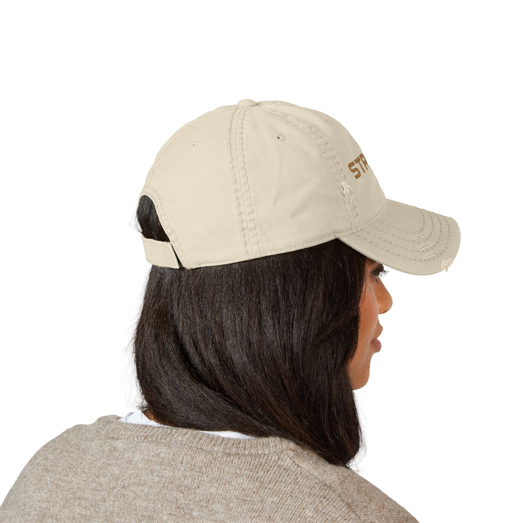 Distressed Embroidered 'STRYVE' Dad Hat — Vintage Washed Baseball Cap
