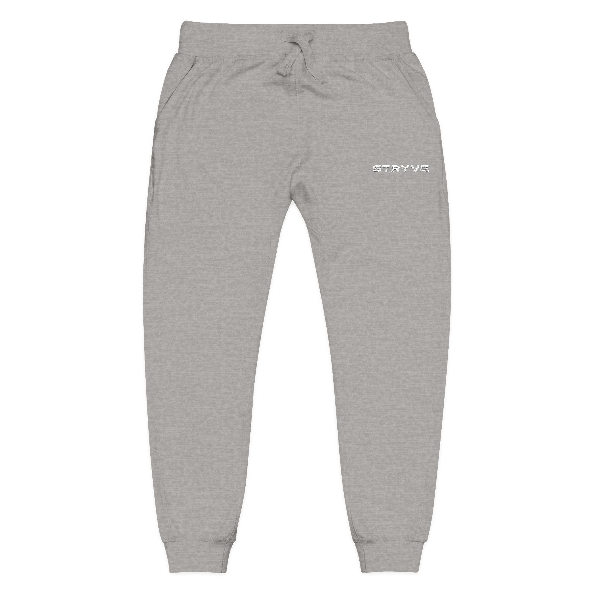 Embroidered Fleece Sweatpants — Minimal White Cozy Joggers
