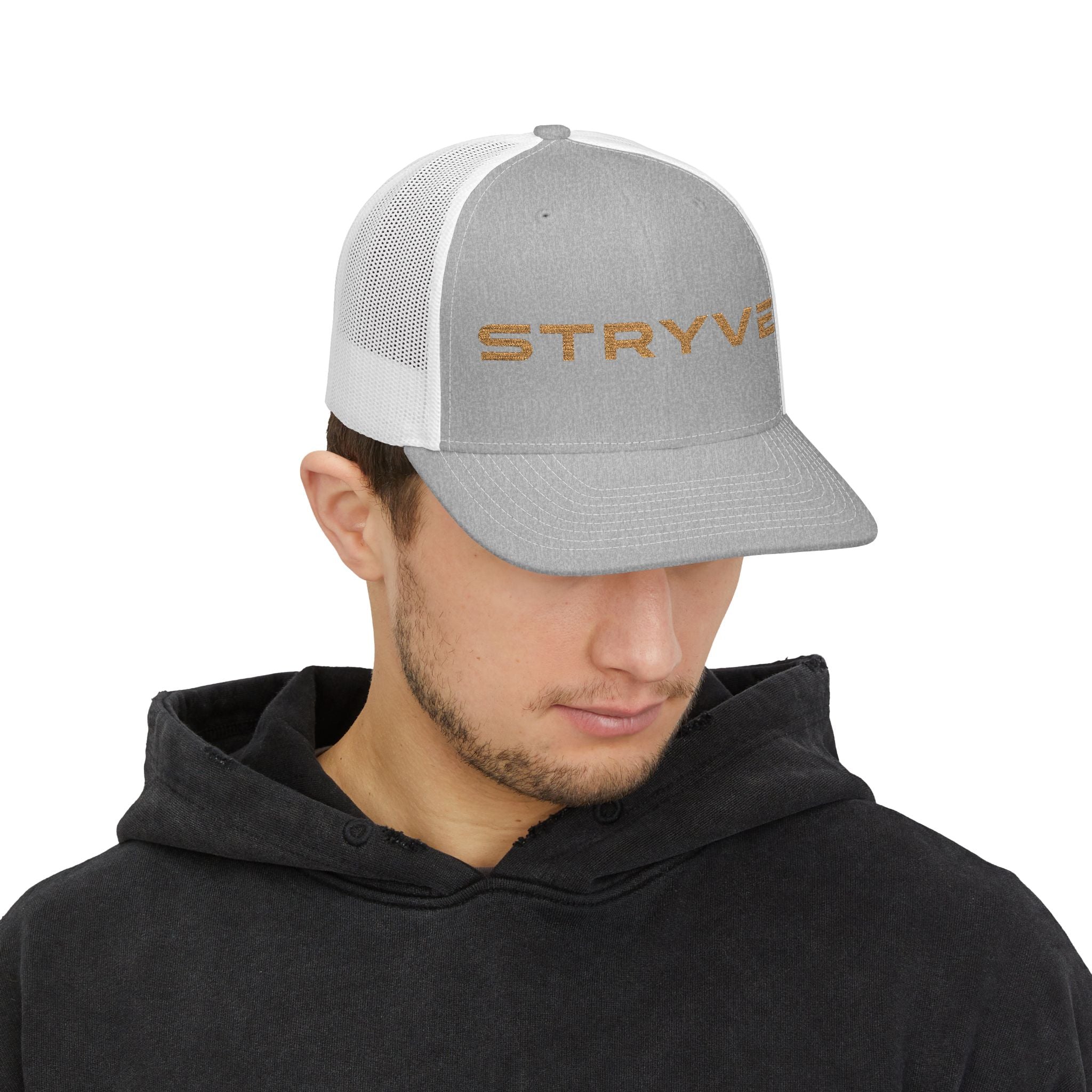 Stryve Gold Logo Snapback Trucker Cap