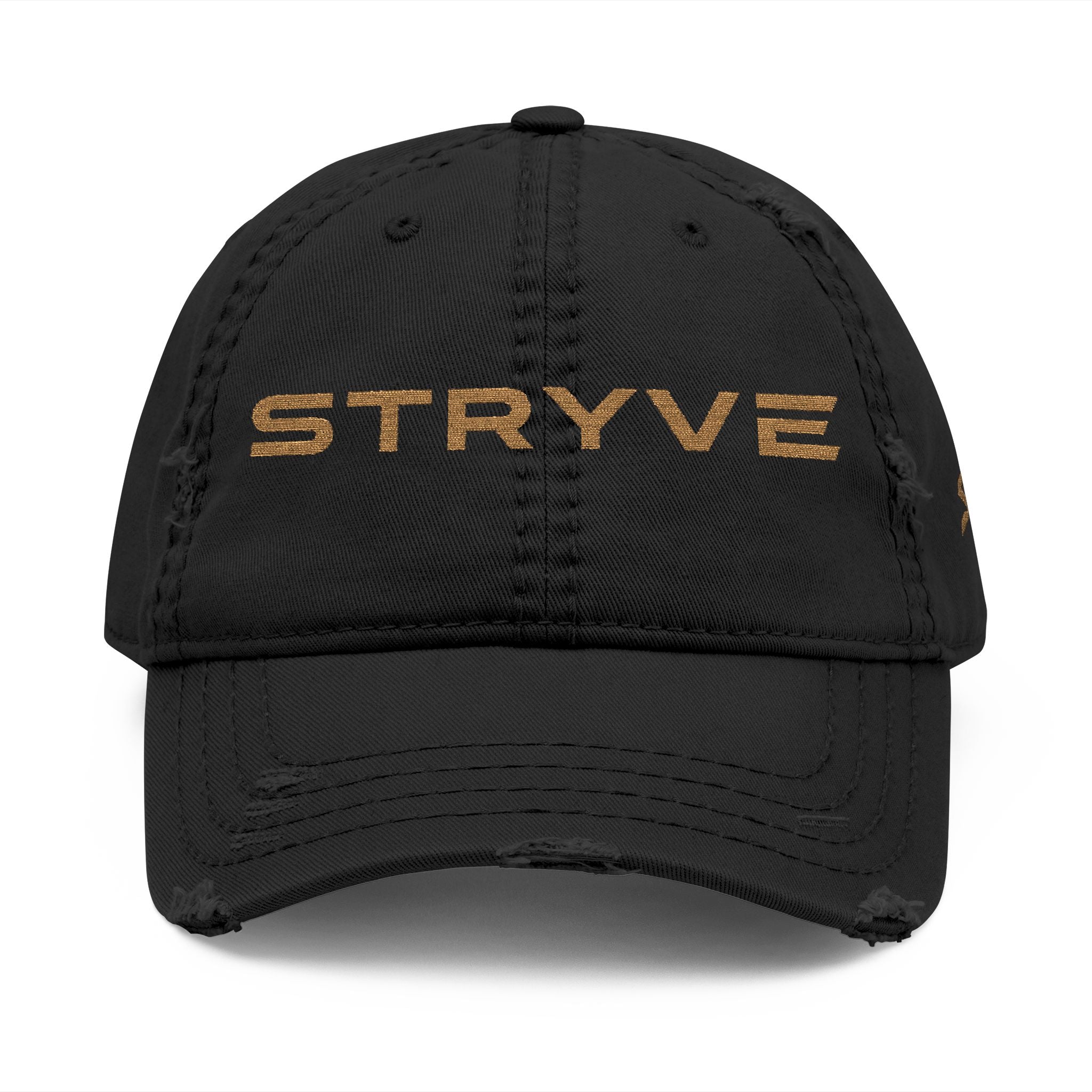 Distressed Embroidered 'STRYVE' Dad Hat — Vintage Washed Baseball Cap