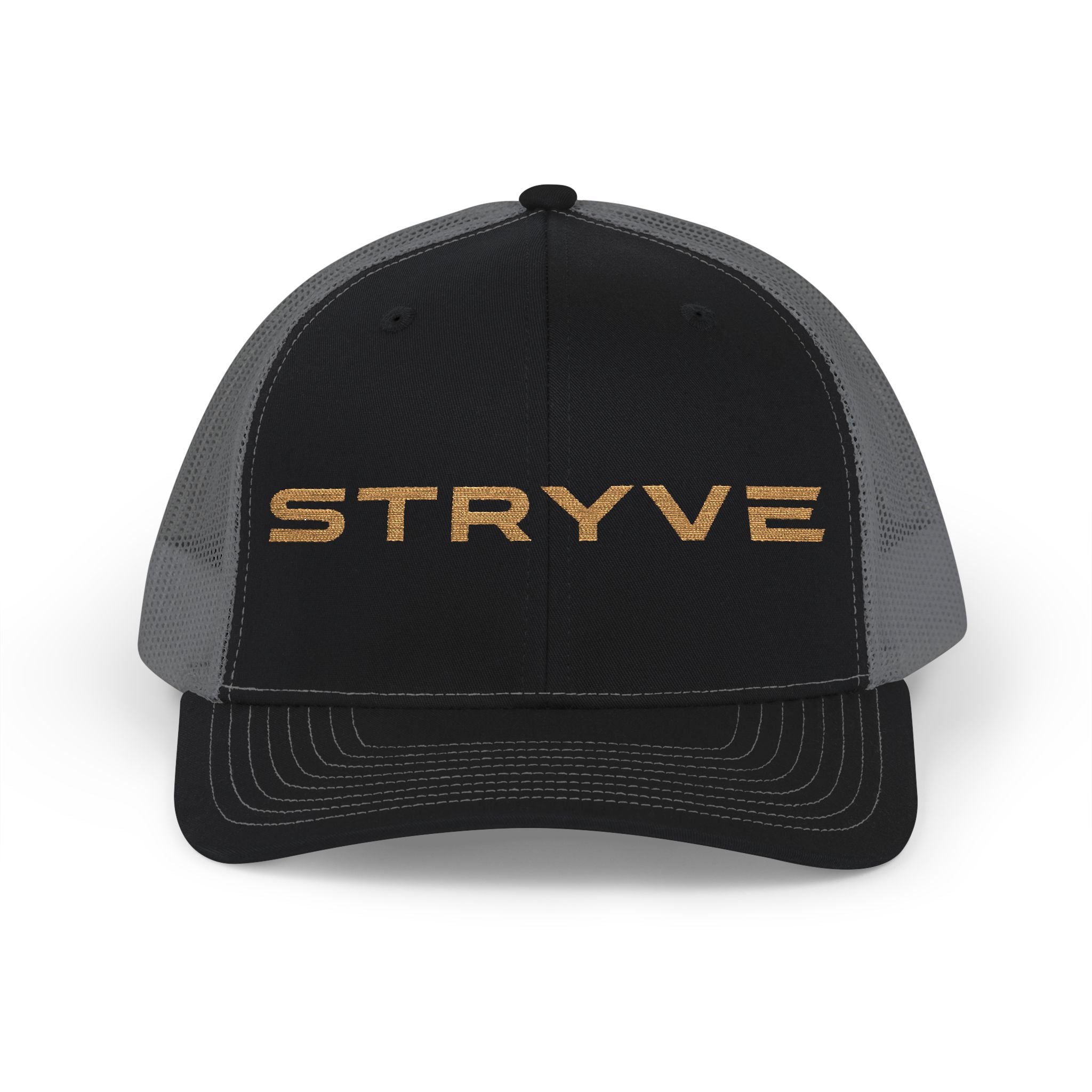 Stryve Gold Logo Snapback Trucker Cap