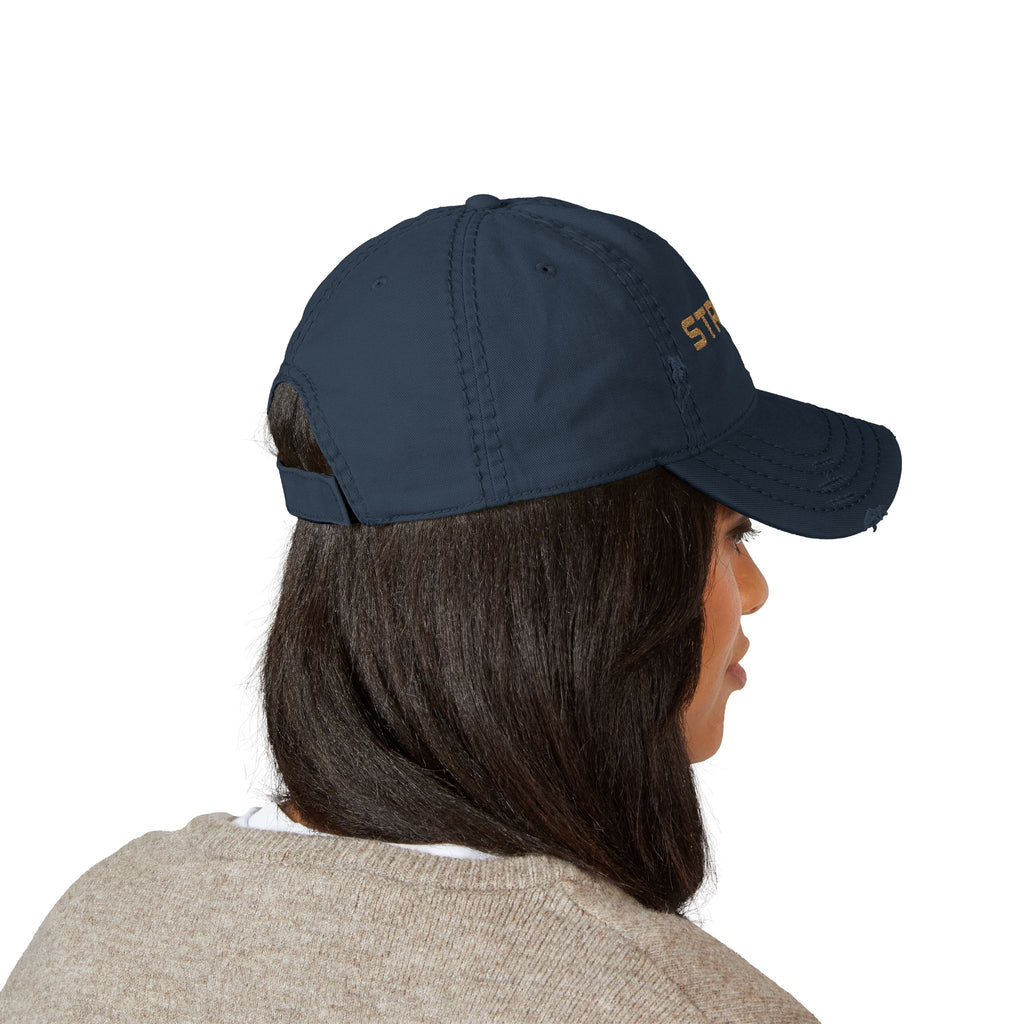 Distressed Embroidered 'STRYVE' Dad Hat — Vintage Washed Baseball Cap