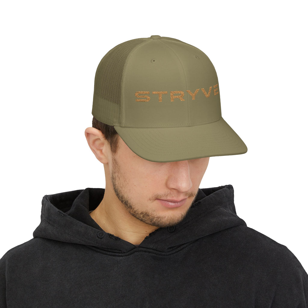 Stryve Gold Logo Snapback Trucker Cap