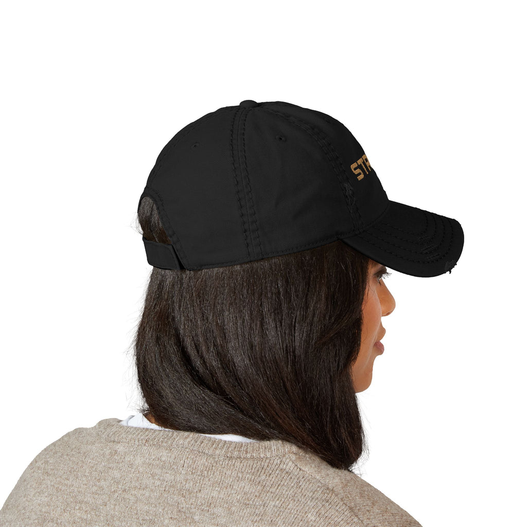Distressed Embroidered 'STRYVE' Dad Hat — Vintage Washed Baseball Cap