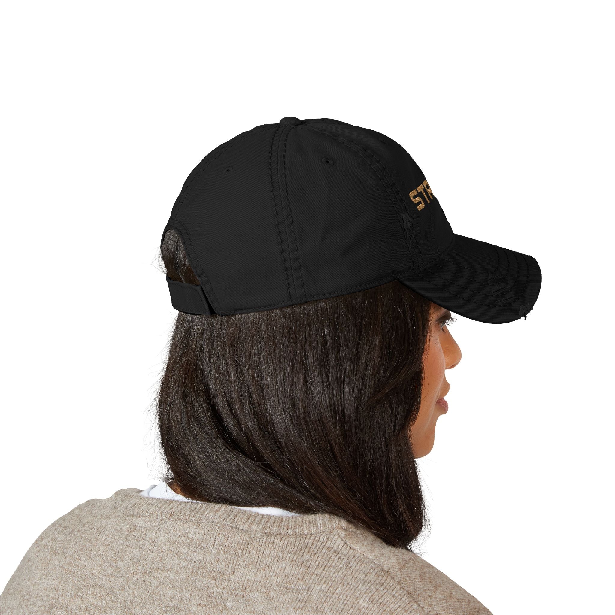 Distressed Embroidered 'STRYVE' Dad Hat — Vintage Washed Baseball Cap