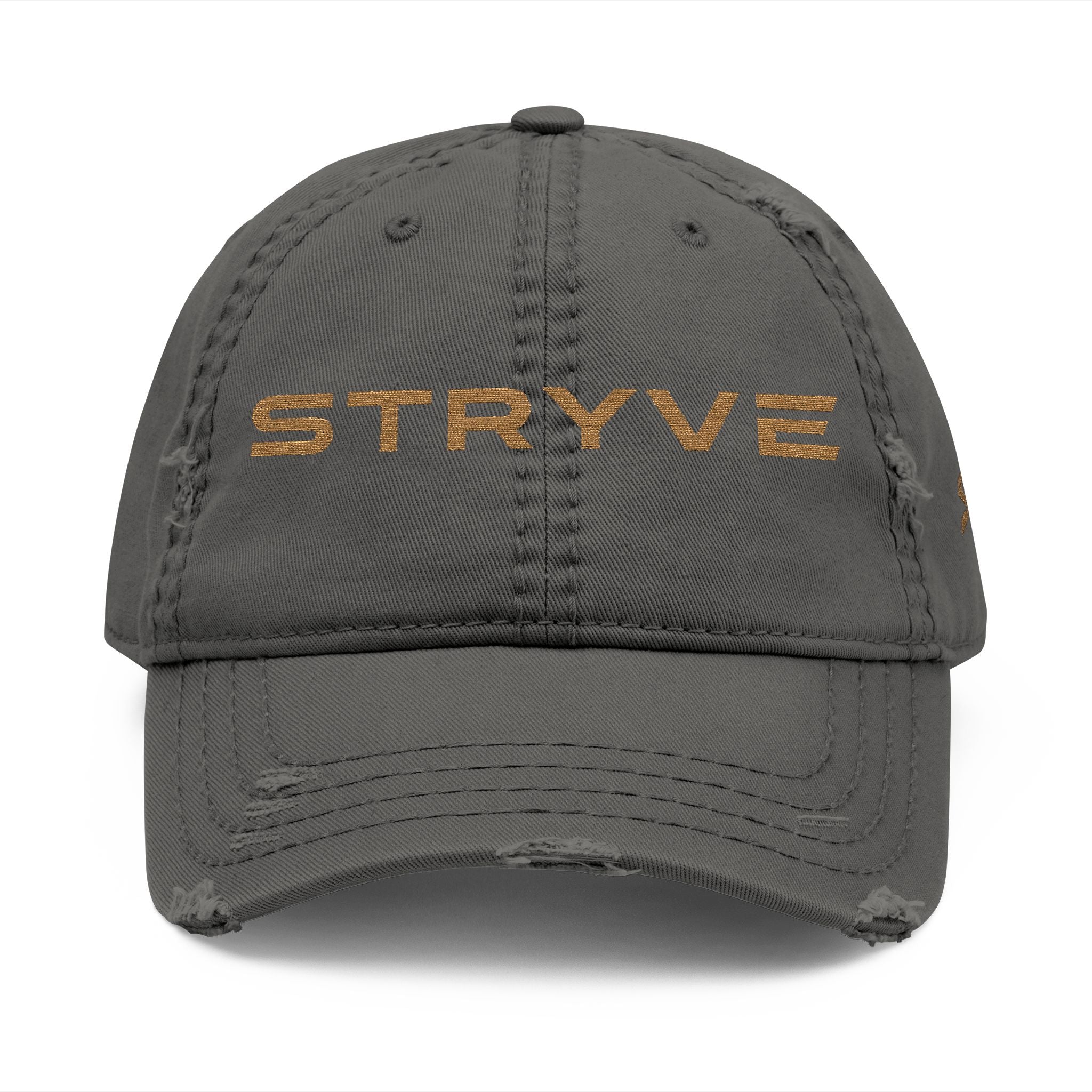Distressed Embroidered 'STRYVE' Dad Hat — Vintage Washed Baseball Cap