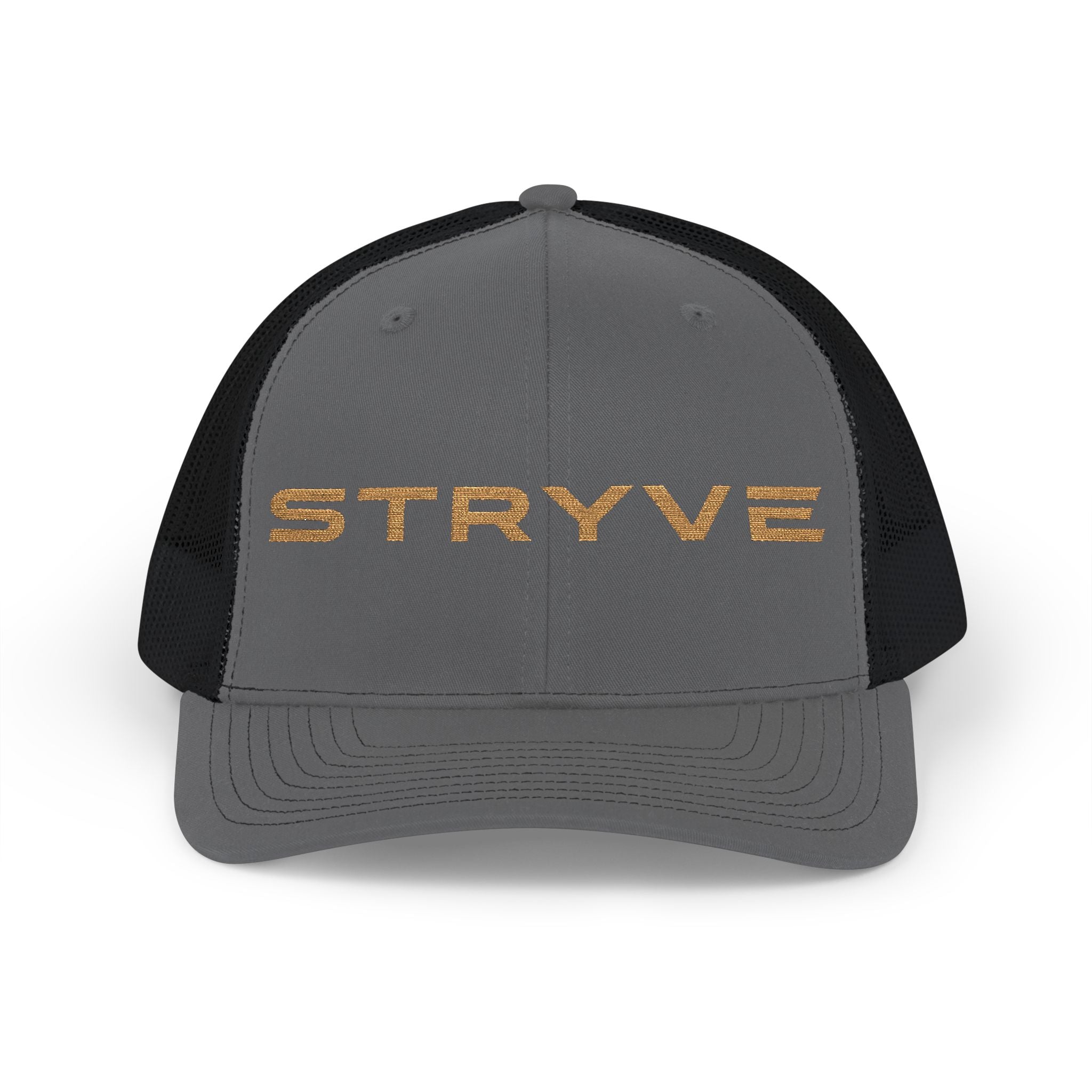 Stryve Gold Logo Snapback Trucker Cap