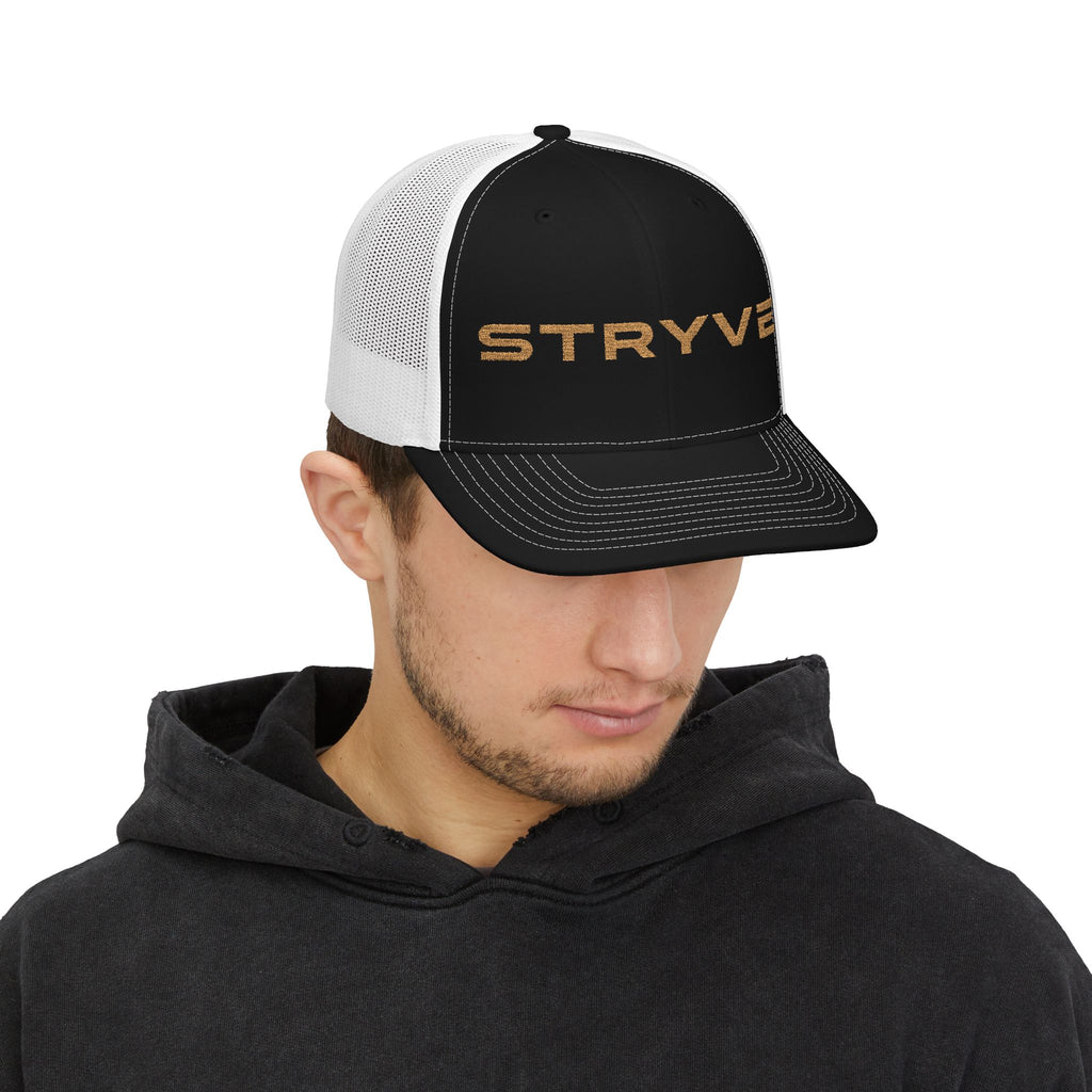 Stryve Gold Logo Snapback Trucker Cap