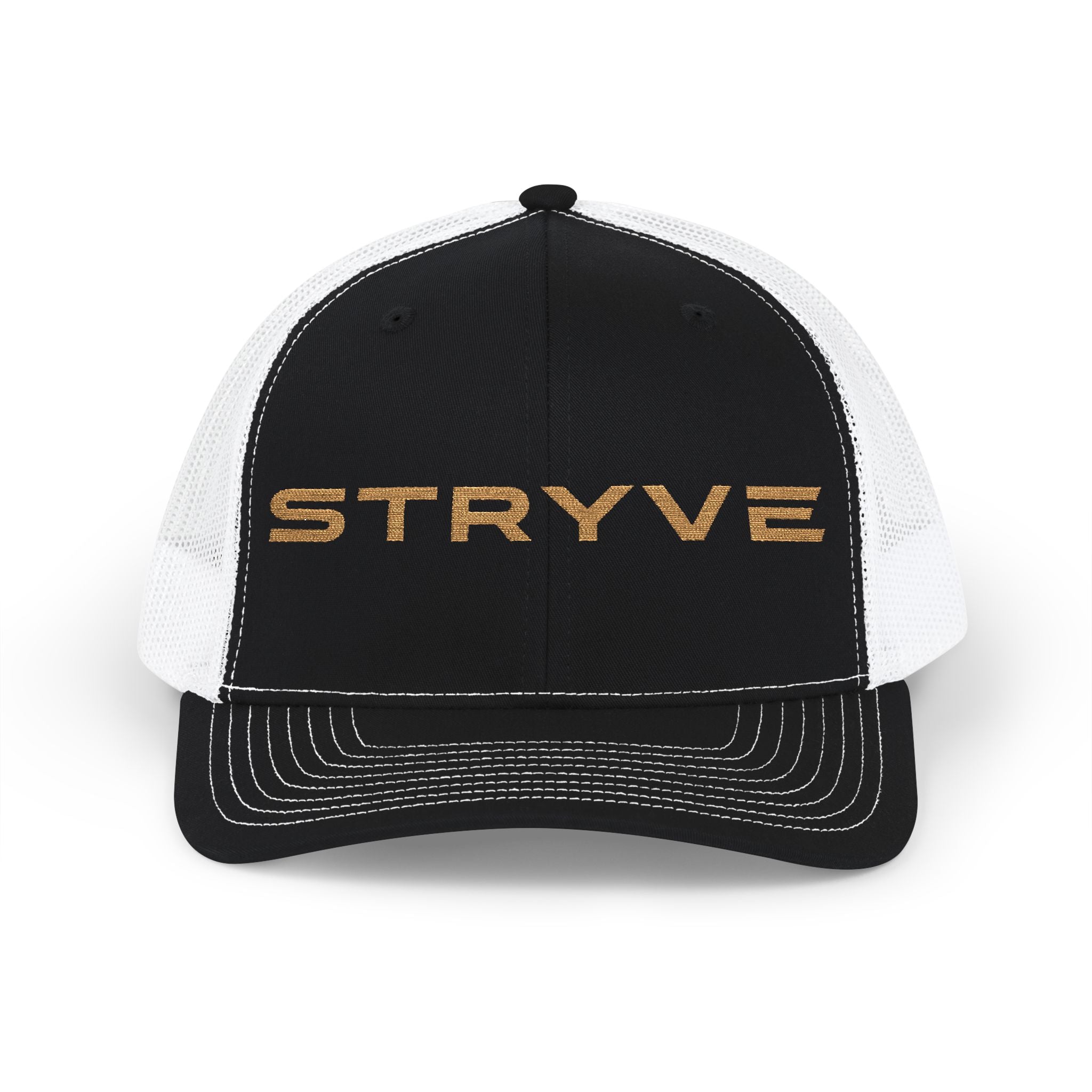Stryve Gold Logo Snapback Trucker Cap