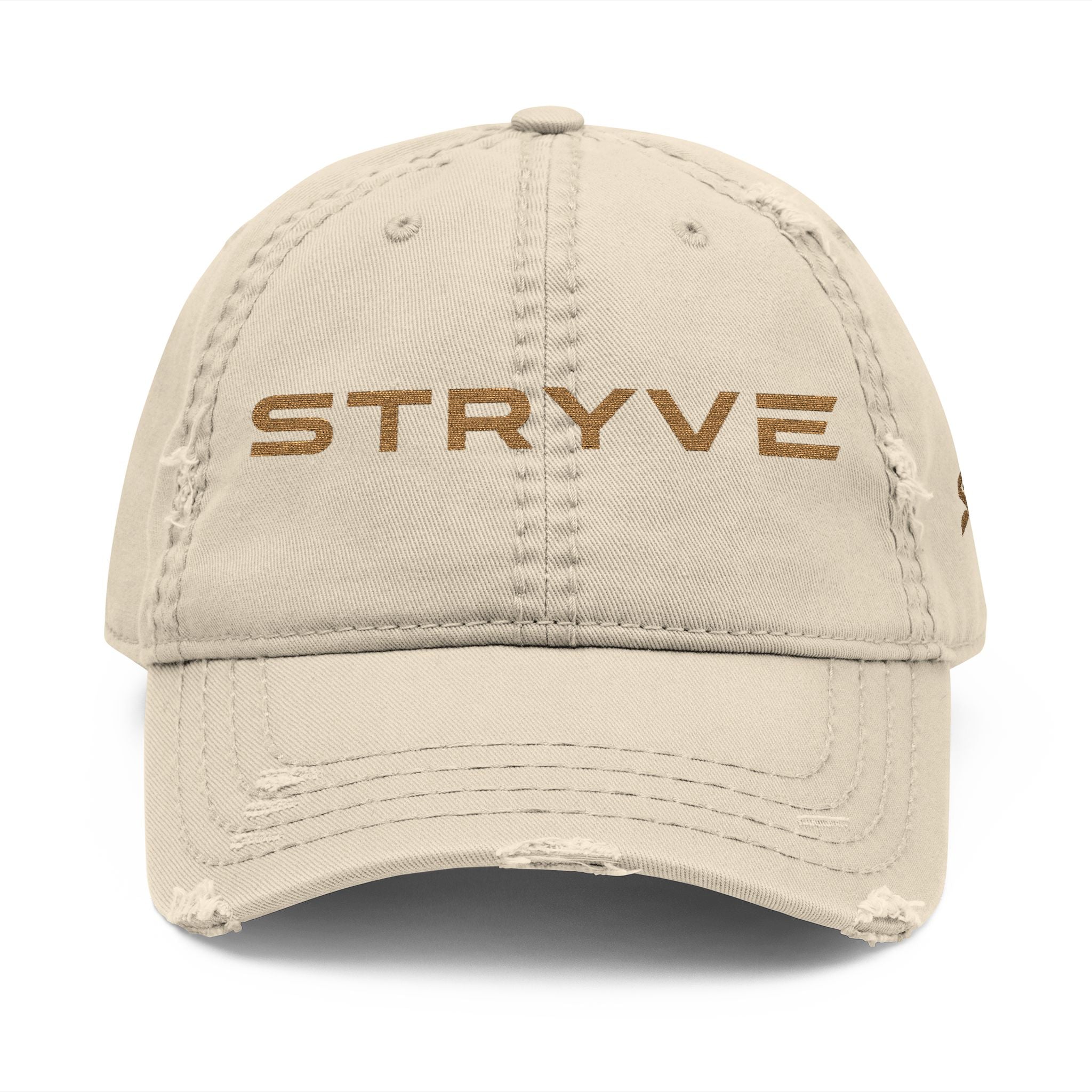 Distressed Embroidered 'STRYVE' Dad Hat — Vintage Washed Baseball Cap