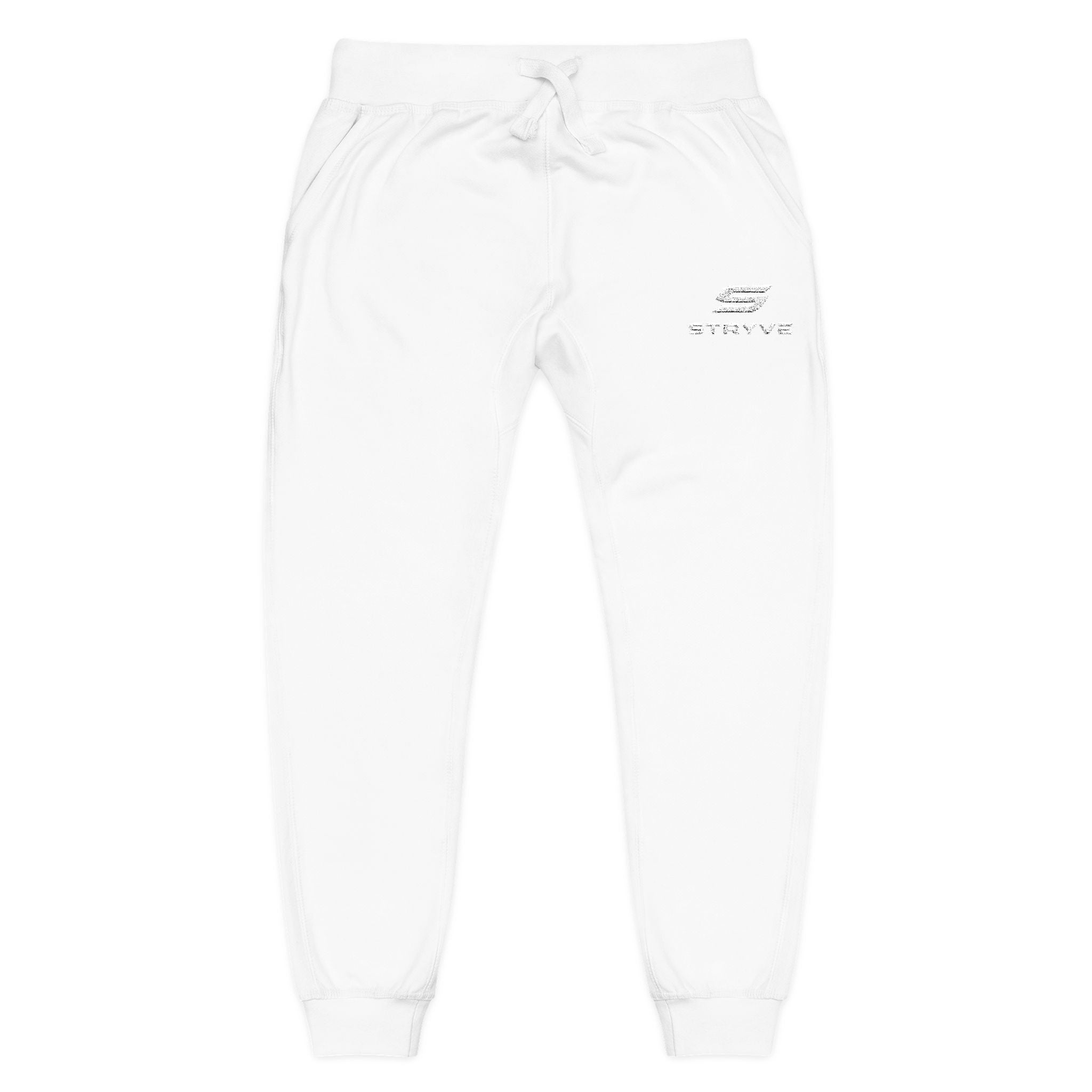 Embroidered Fleece Sweatpants — Minimal White Cozy Joggers