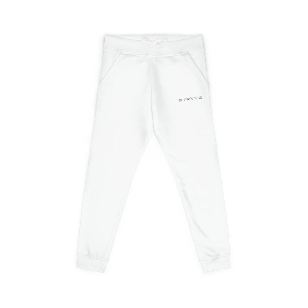 Embroidered Fleece Sweatpants — Minimal White Cozy Joggers