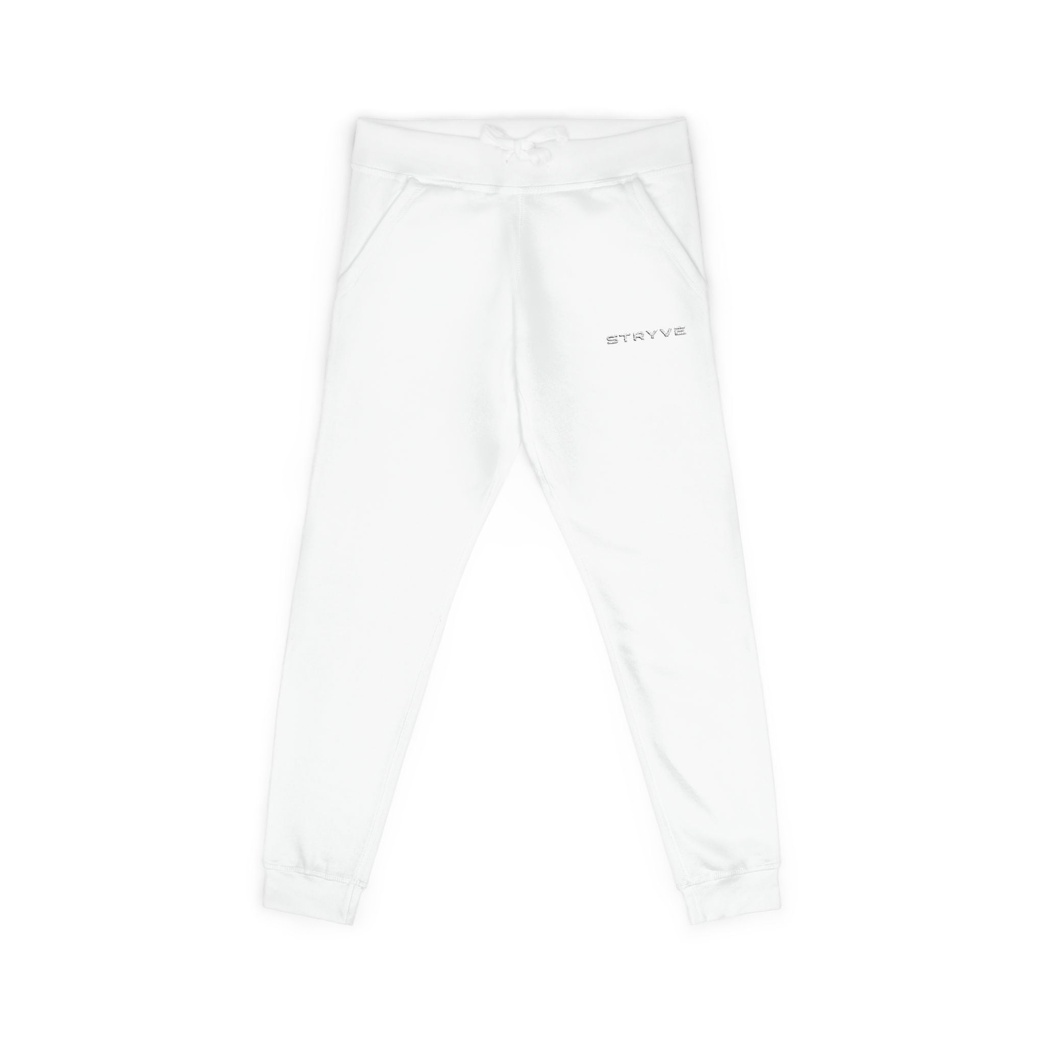 Embroidered Fleece Sweatpants — Minimal White Cozy Joggers
