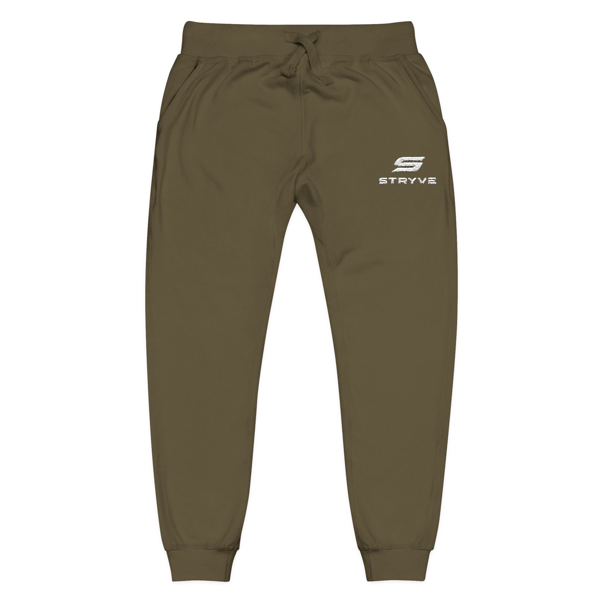 Embroidered Fleece Sweatpants — Minimal White Cozy Joggers