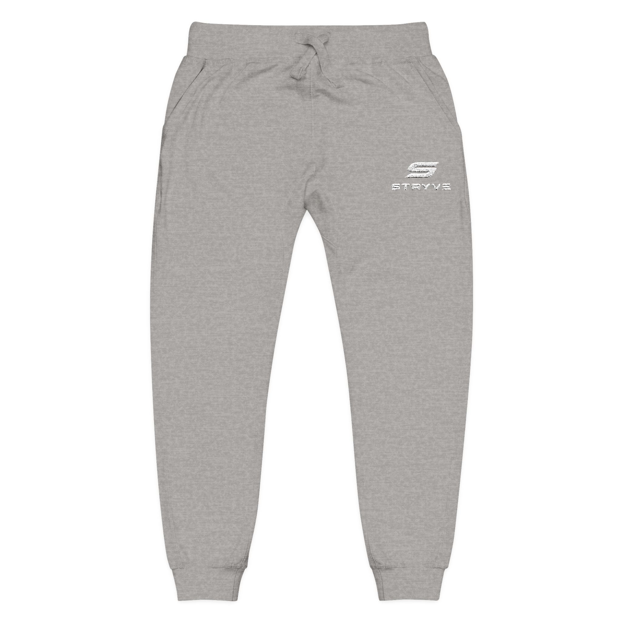 Embroidered Fleece Sweatpants — Minimal White Cozy Joggers