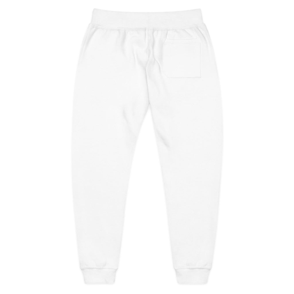Embroidered Fleece Sweatpants — Minimal White Cozy Joggers